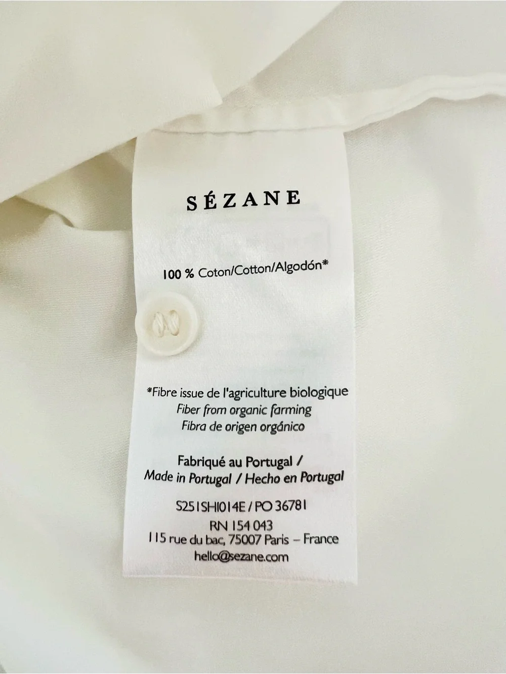 Sezane ERINE SHIRT Size: US4/EU36 Color: Ecru